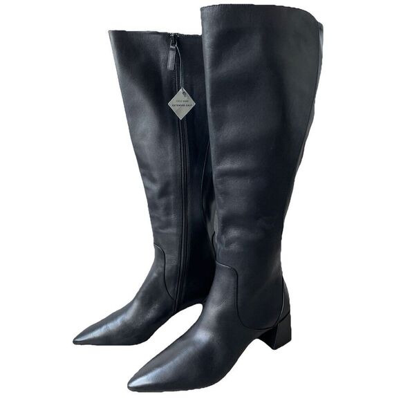 New Cole Haan Clarice Knee High Tall Boot With Extended Calf Sz 9 Black Leather - Picture 4 of 6